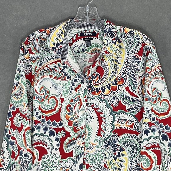 Champs Shirt Women XL Multicolor Paisley Button Up No Iron 3/4‎ Sleeve Classic - Picture 4 of 13